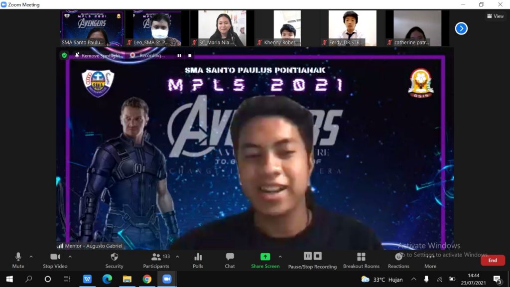 VIRTUAL MPLS Peserta Didik Baru Tahun Ajaran 2021/2022 SMA SANTO PAULUS PONTIANAK
